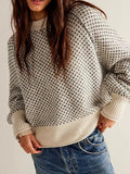 Jacquard Round Neck Pullover Sweater