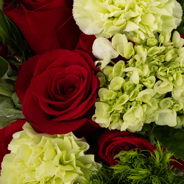 Joyous Noel Red Rose Flower Bouquet Stem - Image