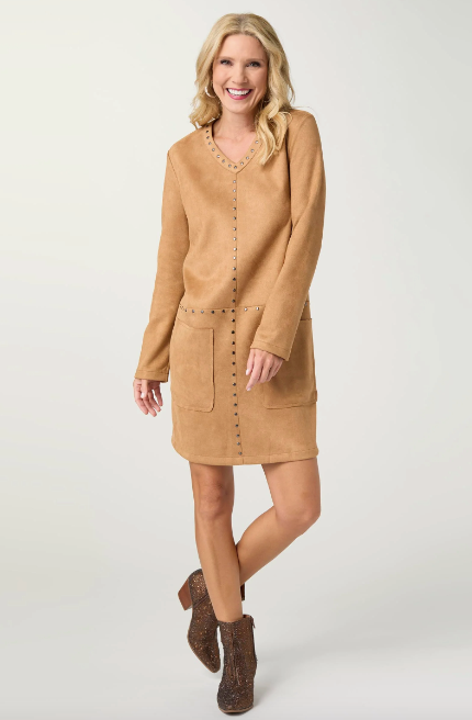 Kiley V-Neck Faux Suede Dress
