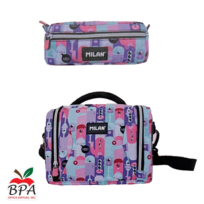 Milan • Set de Mochila con ruedas, lonchera y cartuchera "Aliens Pink"