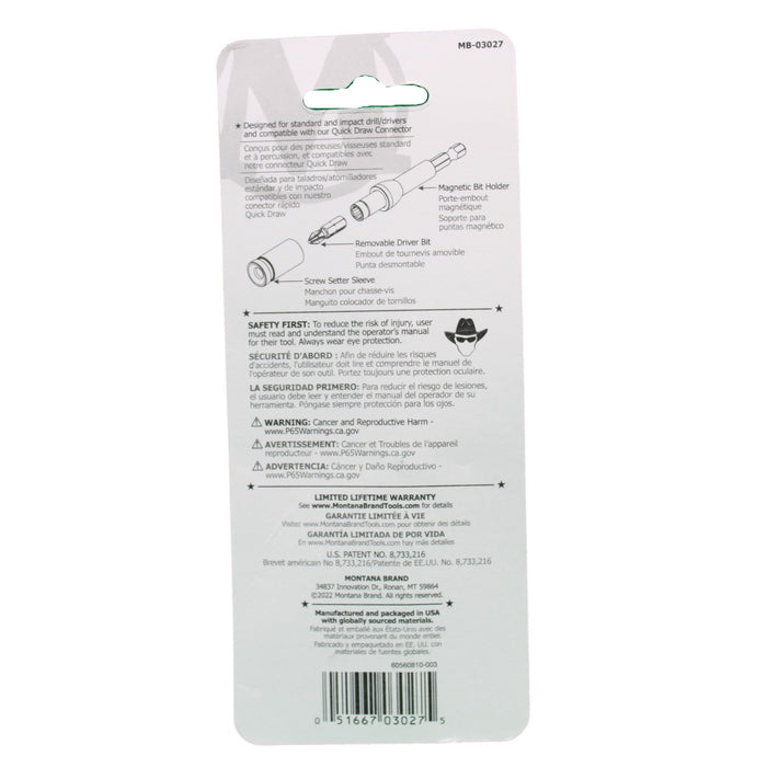 Montana Brand, MV-03027, Drywall 2-in-1 Screw Setter