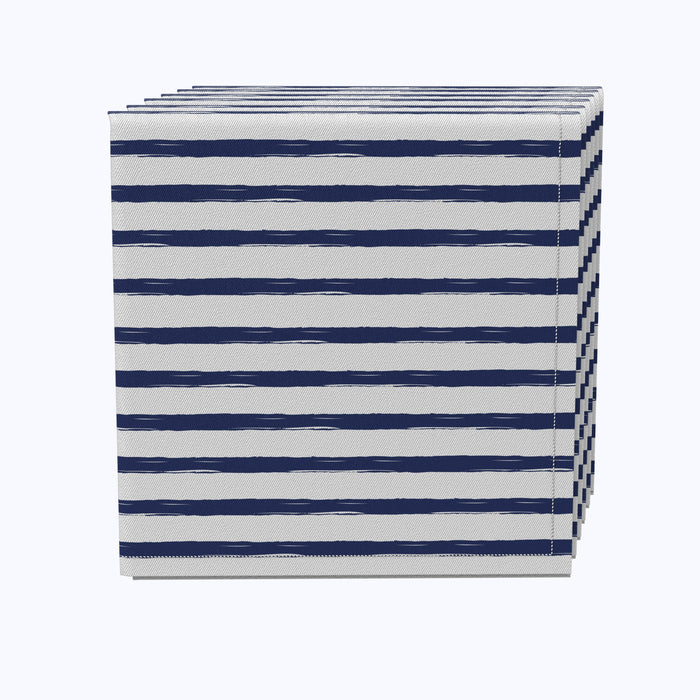 Navy brush Stroke Stripe Cotton Napkins