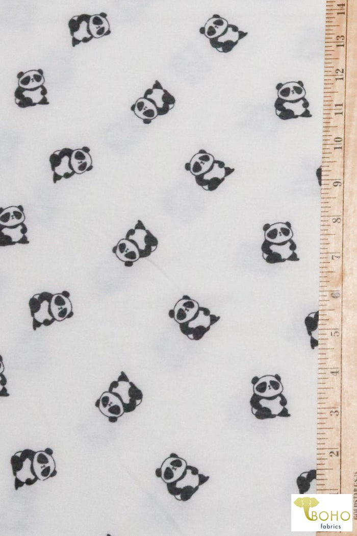 Pandas on White, French Terry Knit Print. FTP-321-WHT - Boho Fabrics