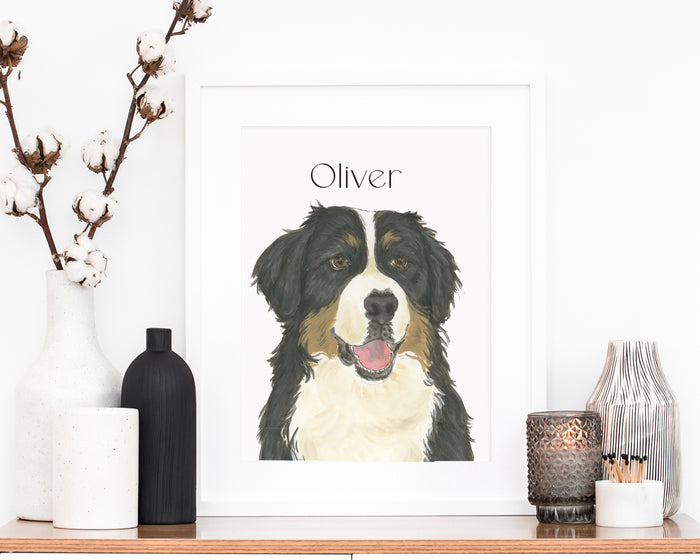 Personalized Bernese Mountain Dog Fine Art Prints