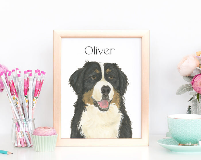 Personalized Bernese Mountain Dog Fine Art Prints