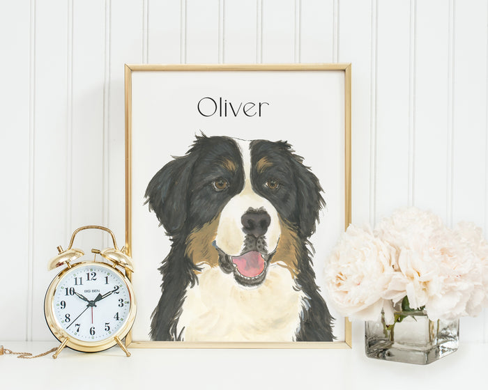 Personalized Bernese Mountain Dog Fine Art Prints