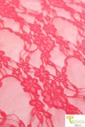 Petite Floral Stretch Lace in Coral. SL-108-CRL. - Boho Fabrics