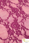 Petite Floral Stretch Lace in Magenta. SL-108-MGNT. - Boho Fabrics