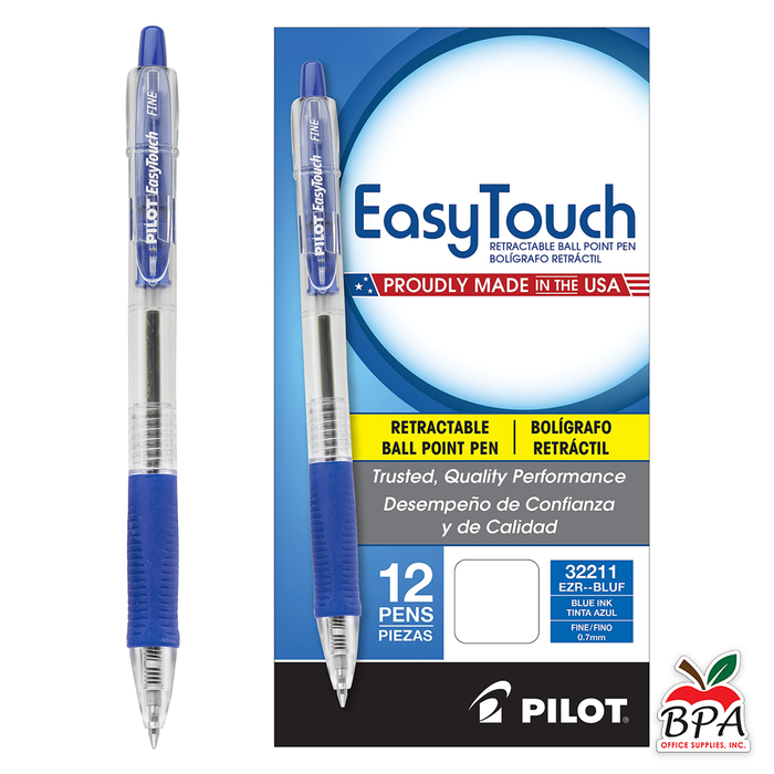 Pilot • Bolígrafo EasyTouch - Fine - Retractable (Azul - 12 unidades)