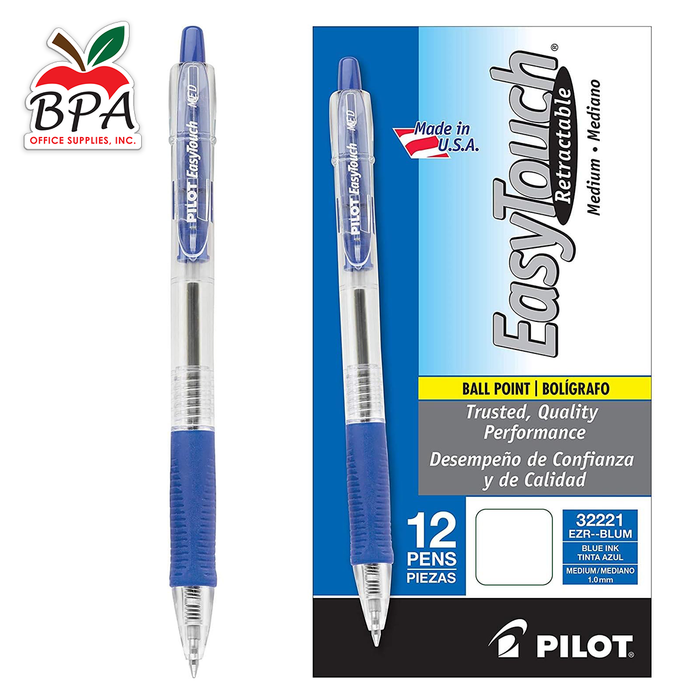 Pilot • Bolígrafo EasyTouch - Medium - Retractable (Azul - 12 unidades)