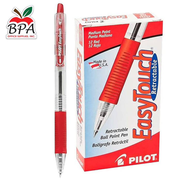 Pilot • Bolígrafo EasyTouch - Medium - Retractable (Red - 12 unidades)