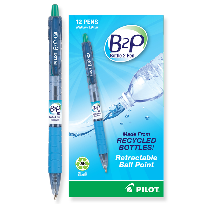 Pilot •  Bolígrafos B2P Medium Retractables (Verde)