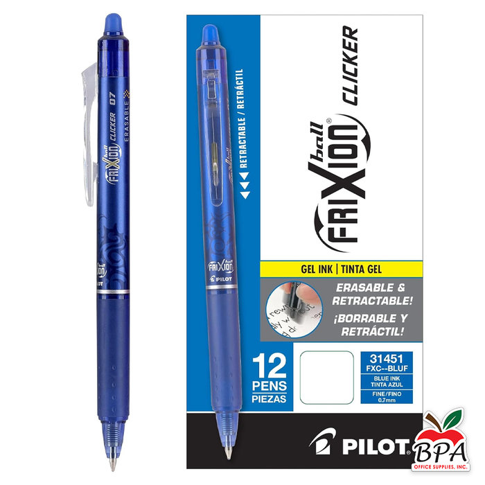 Pilot •  Bolígrafos Frixion Clicker Fine - Retractables  (Azul)