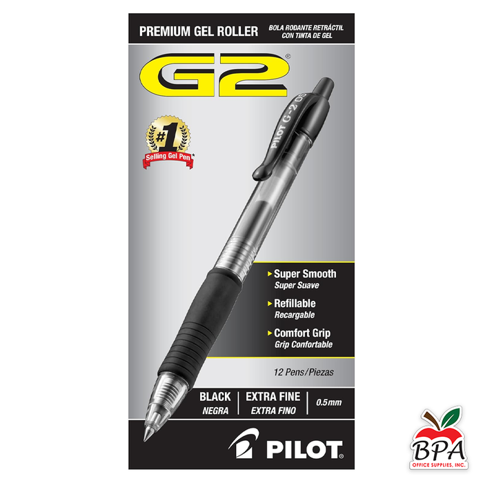 Pilot •  Bolígrafos G2 Extra Fine - Retractables (Negro)