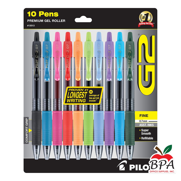 Pilot •  Bolígrafos G2 Fine - Retractables (PK10 - Colores surtidos)