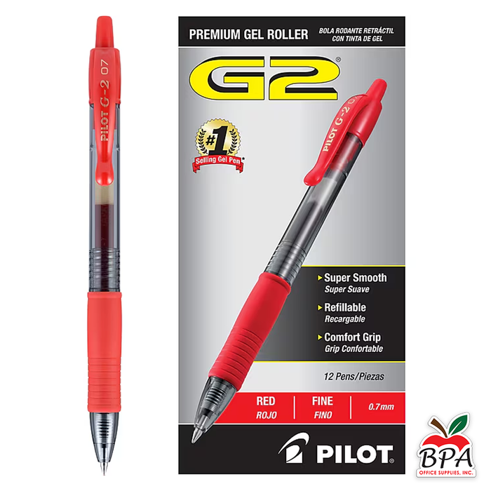Pilot •  Bolígrafos G2 Fine - Retractables (Rojo)