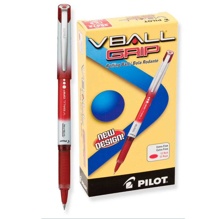 Pilot •  Bolígrafos V Ball Grip - Extra Fine (Rojo)