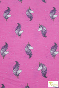 Purple Unicorns on Pink, French Terry Knit Print FTP-325-PNK - Boho Fabrics