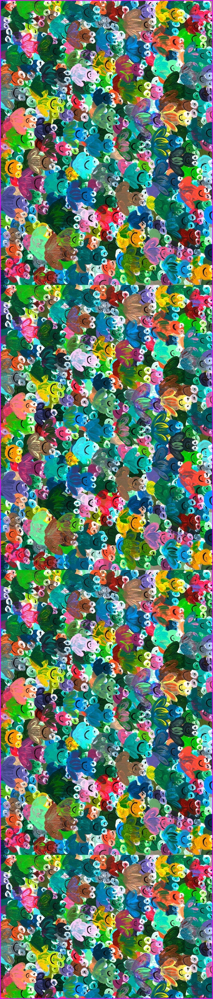 Rainbow Frogs Table Runner 14x72