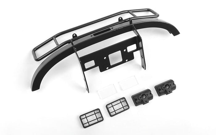 RC4WD Ranch Steel Front Winch Bumper w/Lights for Axial 1/10 SCX10 II UMG10 (Black)