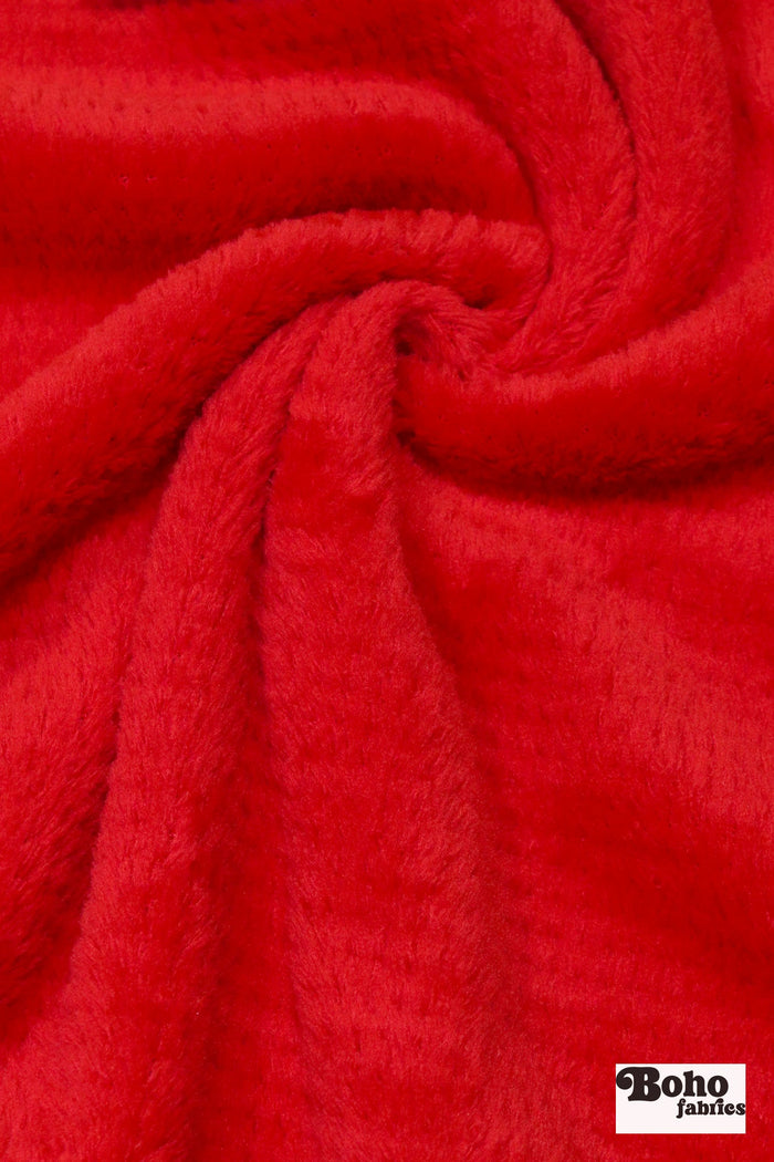 Red, Classic Double - Velour High Loft Fleece Fabric by Polartec, featuring Recycled Polyester - Boho Fabrics - Performance Fabrics