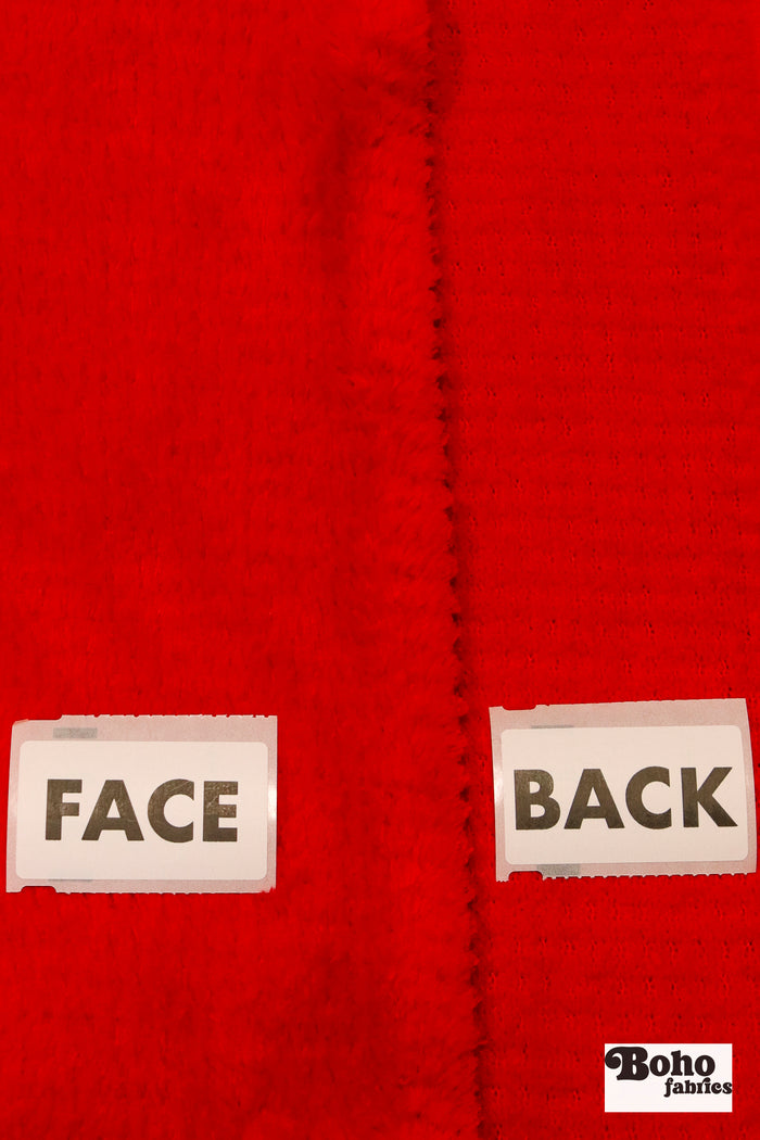 Red, Classic Grid Style, Double-Velour High Loft Fleece Fabric by Polartec, featuring Recycled Polyester