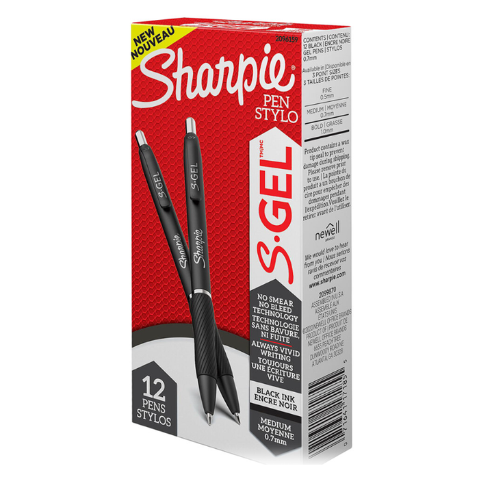 Sharpie •  Bolígrafos - Punta Mediana (negro - 12 pcs)