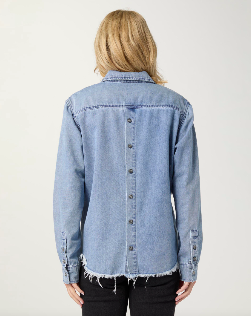 Shawna Long Sleeve Top with Back Button