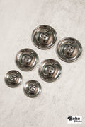 Silver, 4 Hole Plastic Buttons. 28L (18mm/11/16"), 36L (23mm/7/8"), 48L (30mm/ 1 1/4"), 54L (34mm/ 1 3/8") - Boho Fabrics - Buttons & Snaps