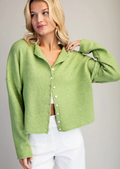 Solid Button Down Long Sleeve Cardigan