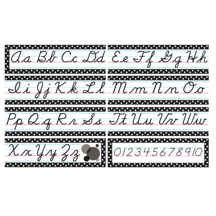 Teacher Created Resources •  Alfabeto cursivo "Black Polka Dots"