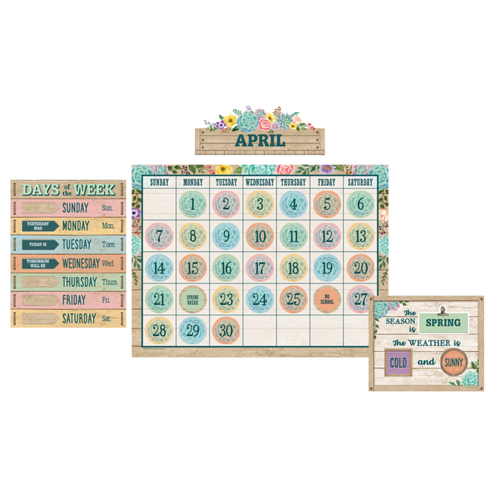 Teacher Created Resources •  Calendario  "Rustic Bloom"