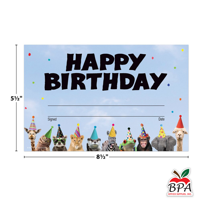 Teacher Created Resources • Certificados "Go Wild Animals - Happy Birthday Awards"
