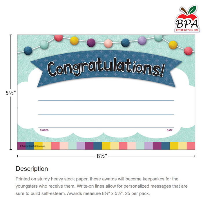 Teacher Created Resources • Certificados "Oh Happy Day - Congratulations"