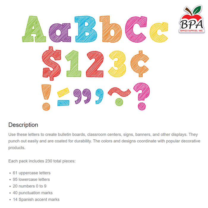 Teacher Created Resources • Letras Decorativas "Scribble Bold Block"