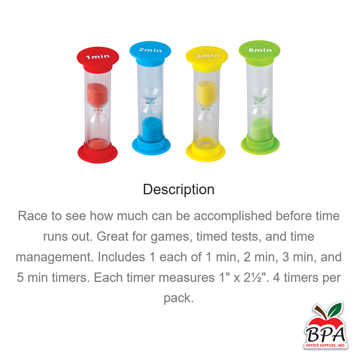 Teacher Created Resources • Mini Sand Timers Combo 4-Pack
