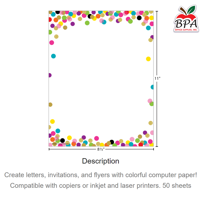 Teacher Created Resources • Papel con borde decorativo "Confetti"