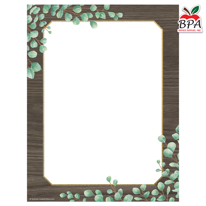 Teacher Created Resources • Papel con borde decorativo "Eucalyptus"