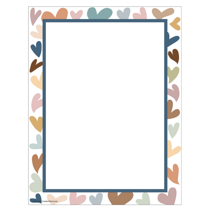 Teacher Created Resources • Papel con borde decorativo "Everyone is Welcome Hearts"