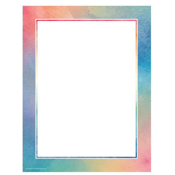 Teacher Created Resources • Papel con borde decorativo "Watercolor"