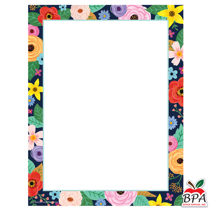 Teacher Created Resources •  Papel con borde decorativo "Wildflowers"