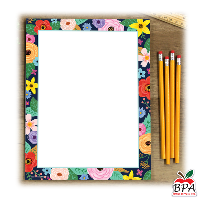 Teacher Created Resources •  Papel con borde decorativo "Wildflowers"