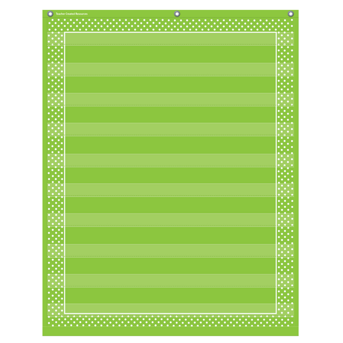 Teacher Created Resources • Pocket Chart - 10 bolsillos (Color: Lime Polka Dots)