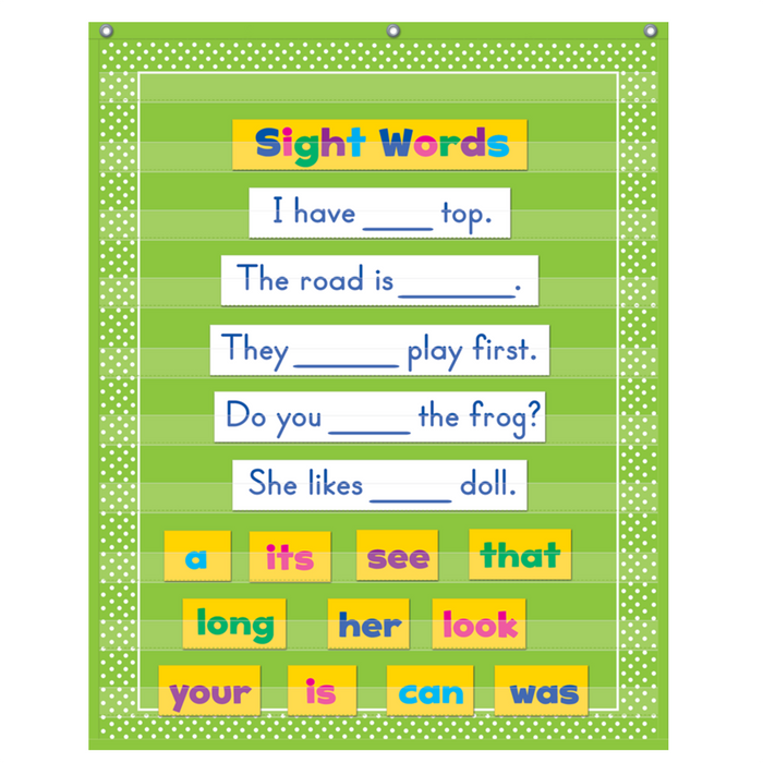 Teacher Created Resources • Pocket Chart - 10 bolsillos (Color: Lime Polka Dots)