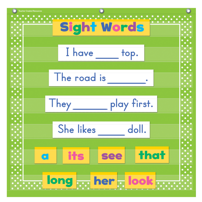 Teacher Created Resources • Pocket Chart 7 bolsillos (color: lime polka dots)