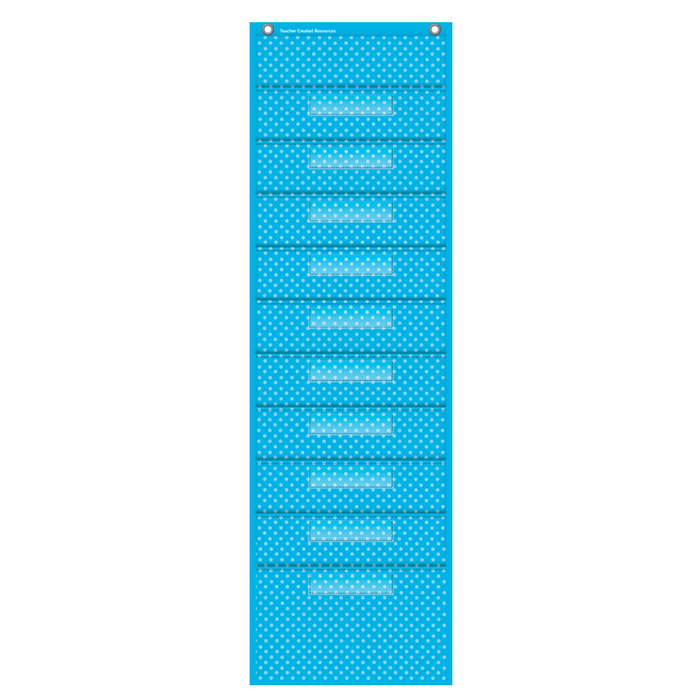 Teacher Created Resources •  Pocket File Storage Pocket Chart (color: aqua polka dots)