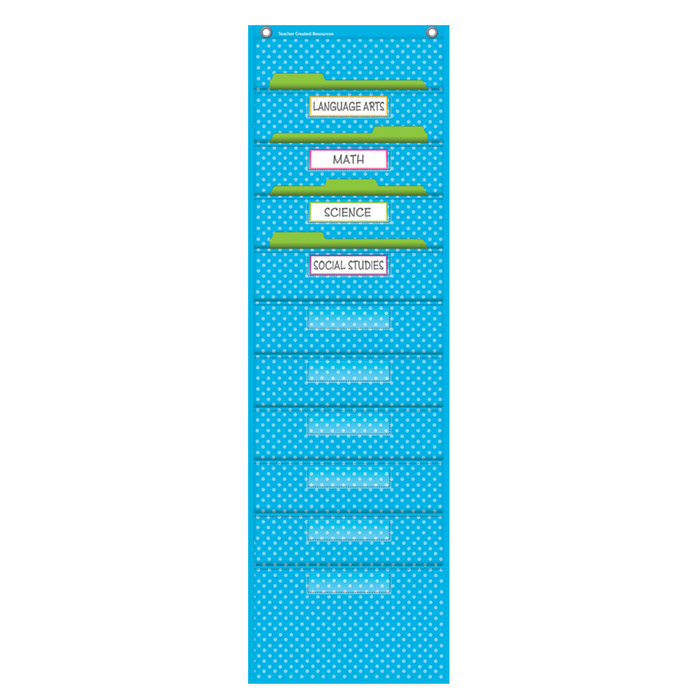Teacher Created Resources •  Pocket File Storage Pocket Chart (color: aqua polka dots)