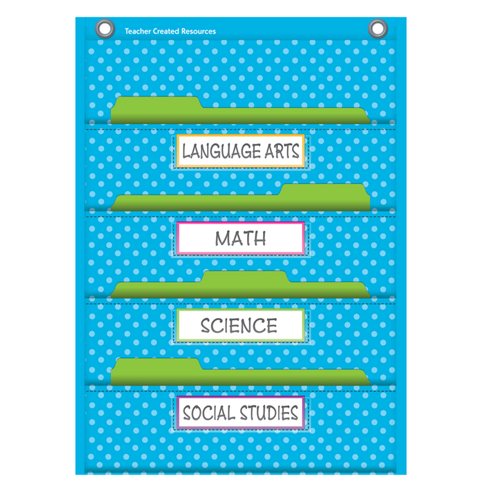 Teacher Created Resources •  Pocket File Storage Pocket Chart (color: aqua polka dots)