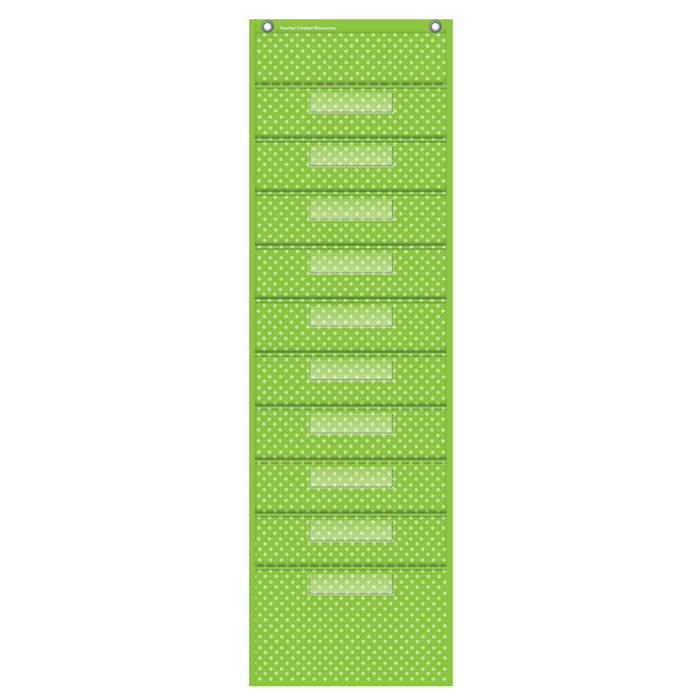 Teacher Created Resources •  Pocket File Storage Pocket Chart (color: lime polka dots)