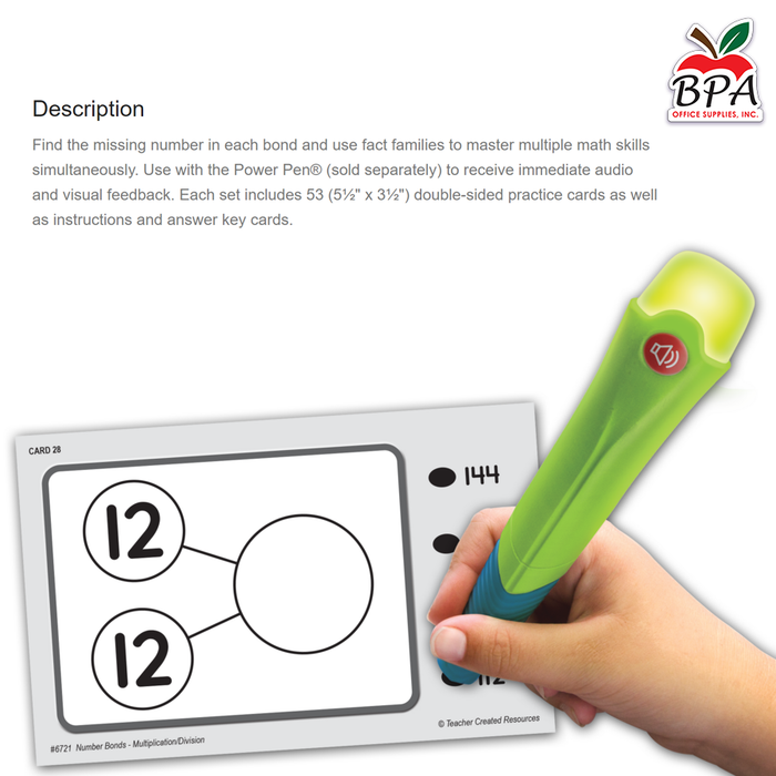 Teacher Created Resources • Power Pen Learning Cards: Number Bonds - Multiplication & Division